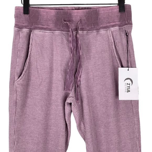 Zyia Joggers Small NWT High Rise Thermal Waffle Knit Pull On Slim Casual Pants - Picture 2 of 8